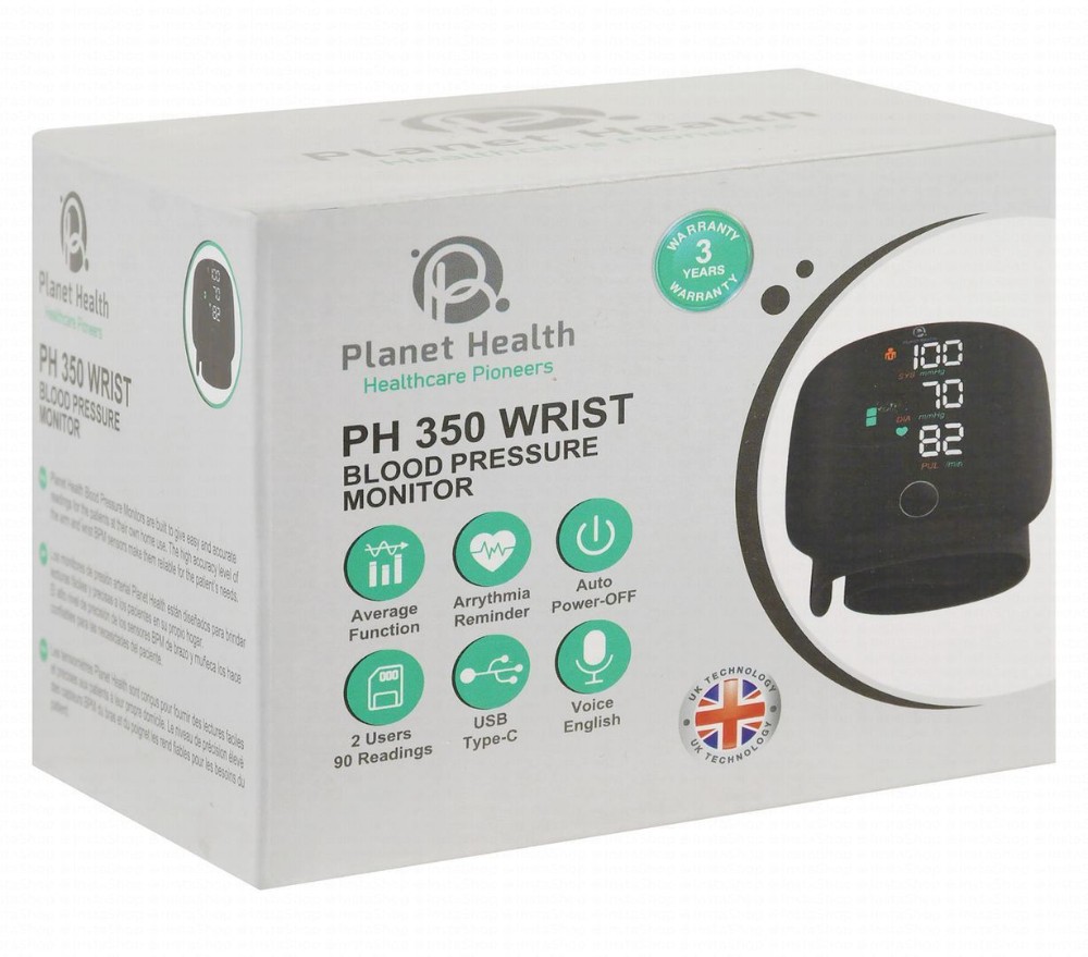 Planet Health Wrist Blood Pressure Monitor - Black, PH 350