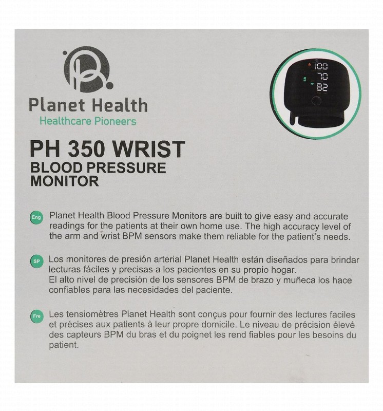Planet Health Wrist Blood Pressure Monitor - Black, PH 350