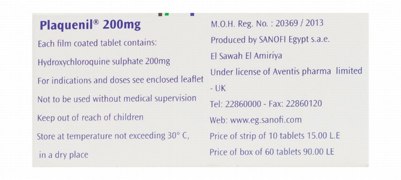 Plaquenil 200mg Hydroxychloroquine Sulfate for Rheumatoid Arthritis