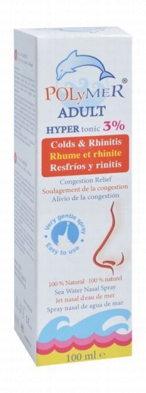 Polymer 3% Hypertonic Sea Water Colds & Rhinitis Relief Nasal Spray for Adults - preservatives free