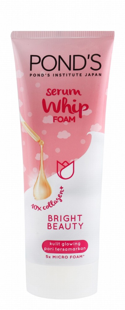 Pond's Bright Beauty Serum Whip Foaming Face Wash with French Rose Extract, Vitamin B3 & Collagen