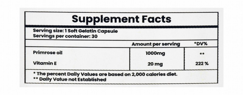 Primrose-E 1000mg Primrose Oil Women's Health Support Supplement with Vitamin E