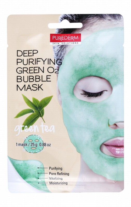 Purederm Purifying, Revitalizing & Moisturizing Bubble Facial Sheet Mask with Green Tea Extract