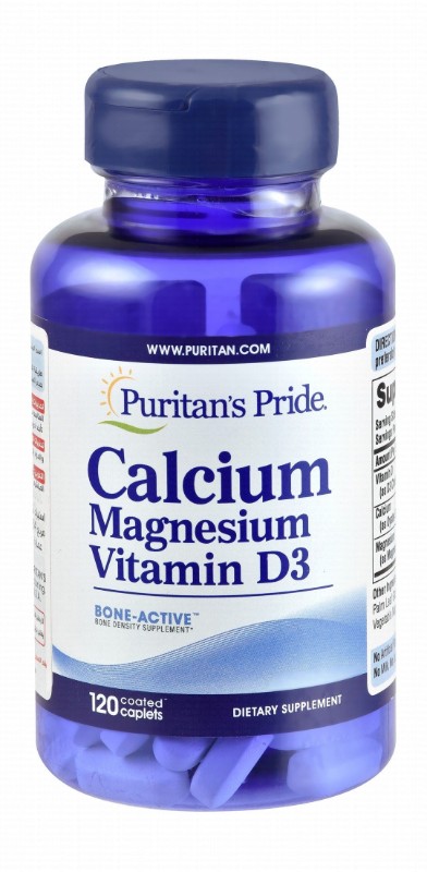 Puritan's Pride 1000mg Calcium Bone Support Supplement with Magnesium & Vitamin D3 - gluten free, lactose free, fish free