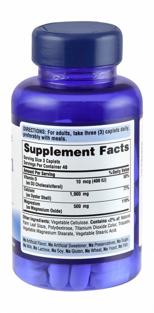 Puritan's Pride 1000mg Calcium Bone Support Supplement with Magnesium & Vitamin D3 - gluten free, lactose free, fish free