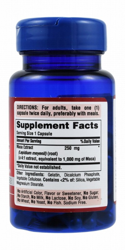 Puritan's Pride 1000mg Maca Extract Men's Performance Herbal Supplement - gluten free, sodium free, sugar free