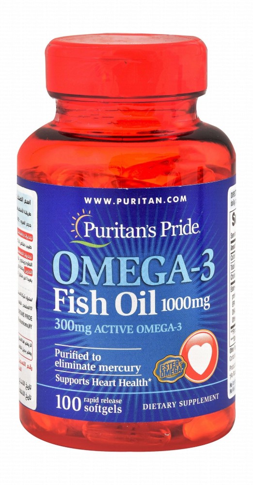 Puritan's Pride 1000mg Omega-3 Heart Support Fish Oil Supplement - gluten free, lactose free, yeast free