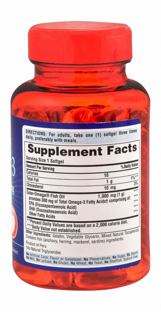 Puritan's Pride 1000mg Omega-3 Heart Support Fish Oil Supplement - gluten free, lactose free, yeast free