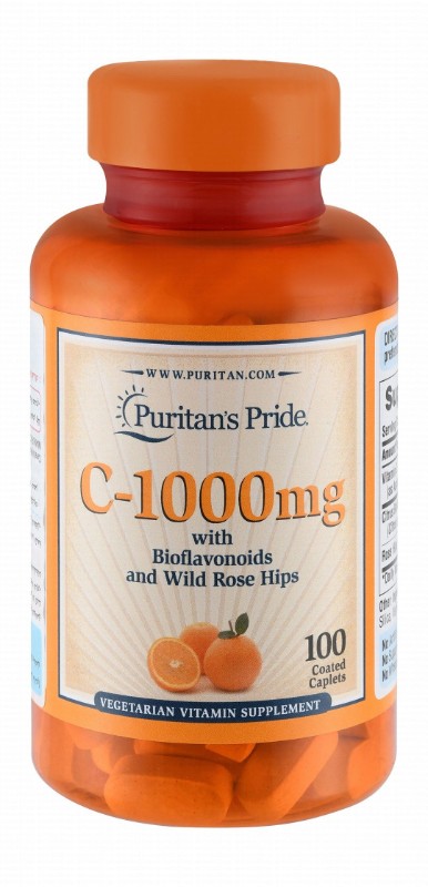 Puritan's Pride 1000mg Vitamin C Supplement Citrus Flavor with Bioflavonoids & Wild Rosehip Extract - artificial colors free, artificial flavors free, artificial sweeteners free