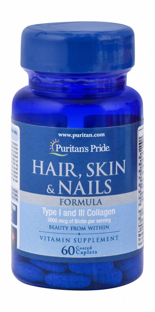 Puritan's Pride 3000mcg Biotin Hair, Skin & Nails Support Supplement - lactose free, sugar free, gluten free