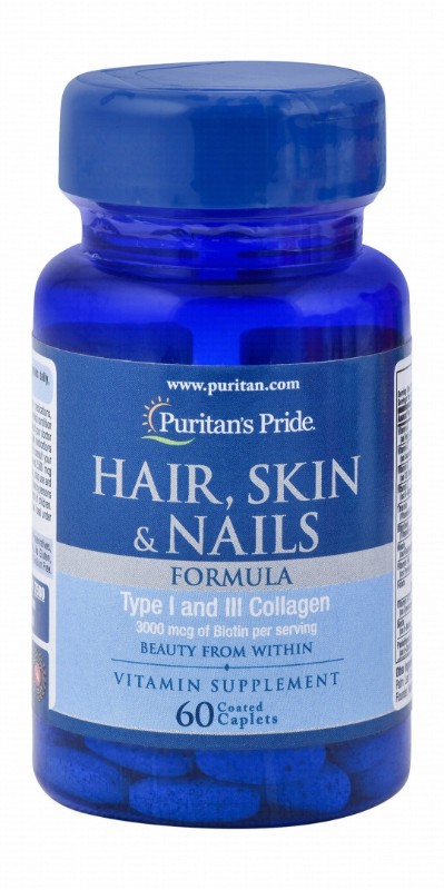 Puritan's Pride 3000mcg Biotin Hair, Skin & Nails Support Supplement - lactose free, sugar free, gluten free
