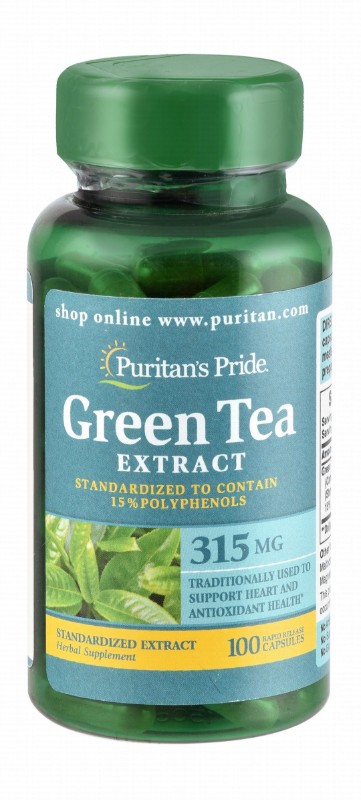 Puritan's Pride 315mg Green Tea Extract Heart & Antioxidant Support Herbal Supplement - gluten free, sodium free, yeast free