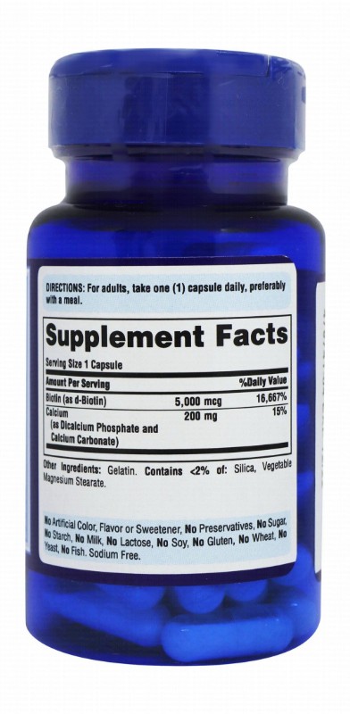 Puritan's Pride 5000mcg Biotin Supplement - gluten free, sugar free, lactose free