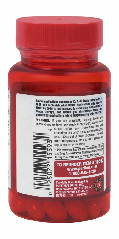 Puritan's Pride Q-Sorb 100mg Co Q-10 Heart Support Supplement - gluten free, sugar free