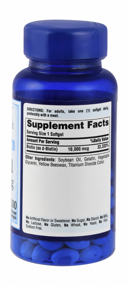 Puritan's Pride Ultra Mega 10,000mcg Biotin Supplement - gluten free, yeast free, sugar free