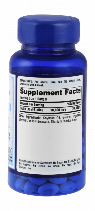 Puritan's Pride Ultra Mega 10,000mcg Biotin Supplement - gluten free, yeast free, sugar free