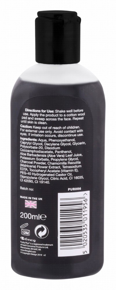 Purity Plus Detoxifying Micellar Water with Activated Charcoal for Face, Eyes & Lips - fragrance free