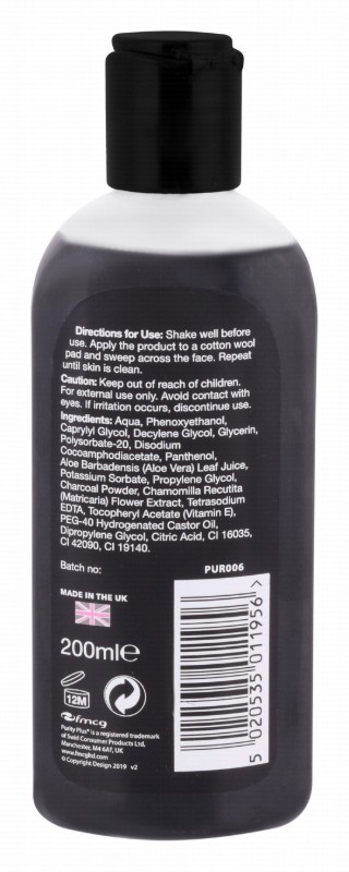 Purity Plus Detoxifying Micellar Water with Activated Charcoal for Face, Eyes & Lips - fragrance free