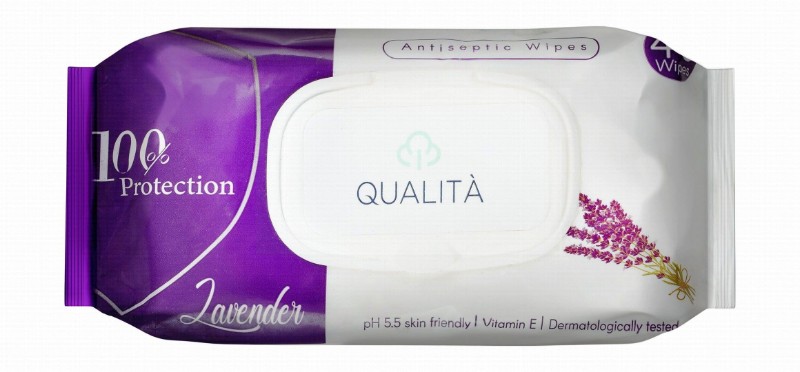 Qualita Antiseptic Wet Wipes Lavender Scent with Vitamin E - alcohol free
