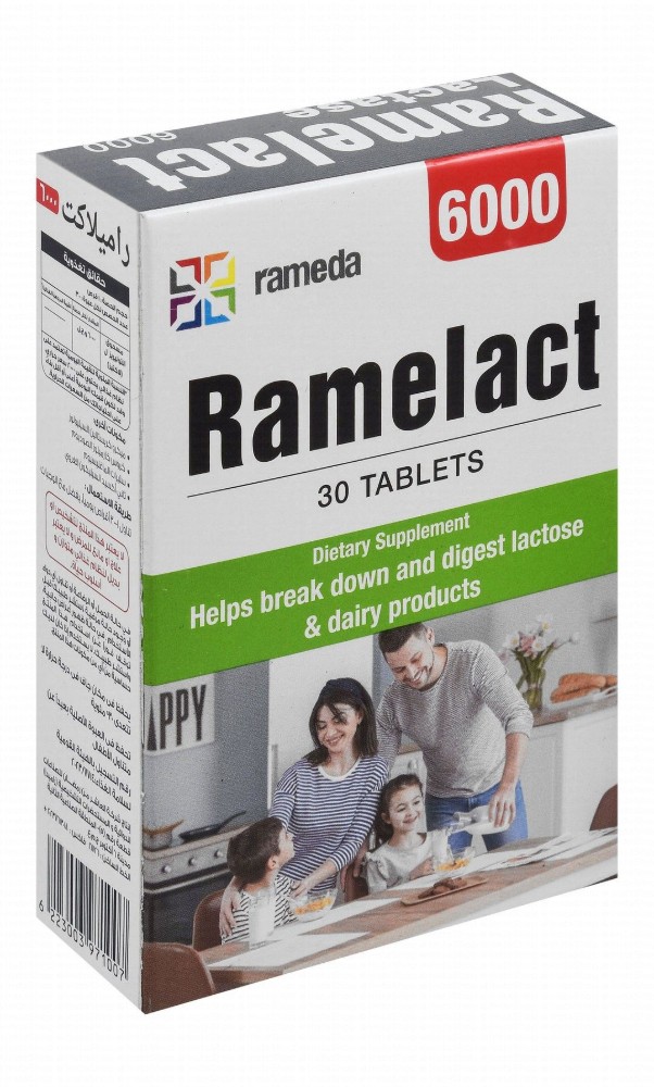 Ramelact 6000 ALU Tolerase L Lactose & Dairy Digestion Support Supplement with Microcrystalline Cellulose, Croscarmellose Sodium & Magnesium Stearate