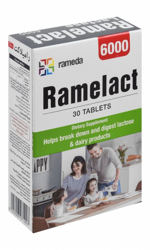 Ramelact 6000 ALU Tolerase L Lactose & Dairy Digestion Support Supplement with Microcrystalline Cellulose, Croscarmellose Sodium & Magnesium Stearate