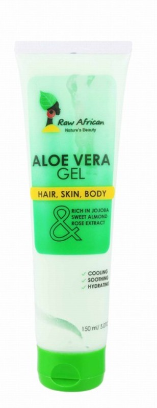 Raw African Cooling, Soothing & Hydrating Gel with Aloe Vera, Jojoba & Sweet Almond Extracts for Face, Hair & Body - cruelty free