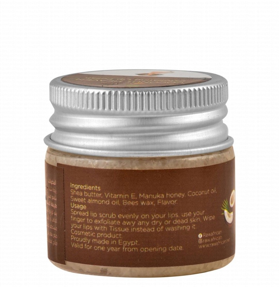 Raw African Exfoliating Lip Polish Coconut Heaven Flavor with Vitamin E & Coconut Oil