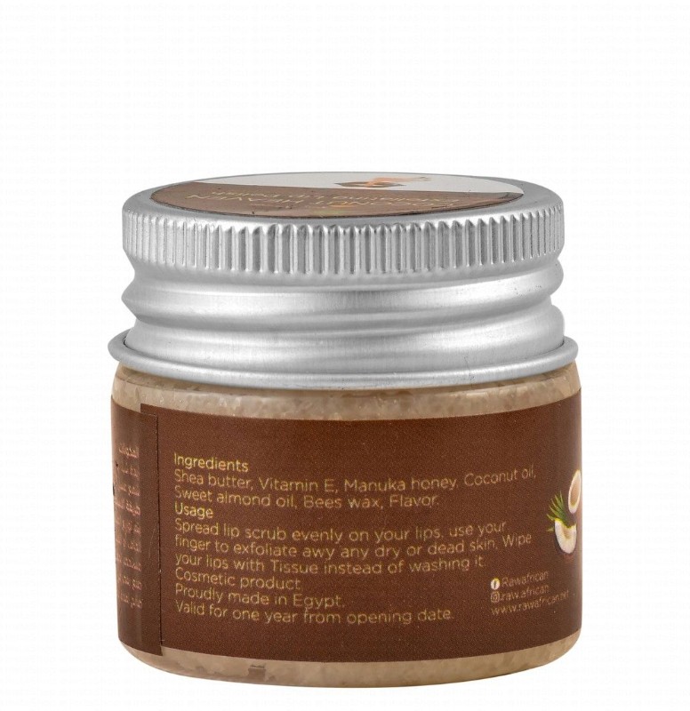 Raw African Exfoliating Lip Polish Coconut Heaven Flavor with Vitamin E & Coconut Oil