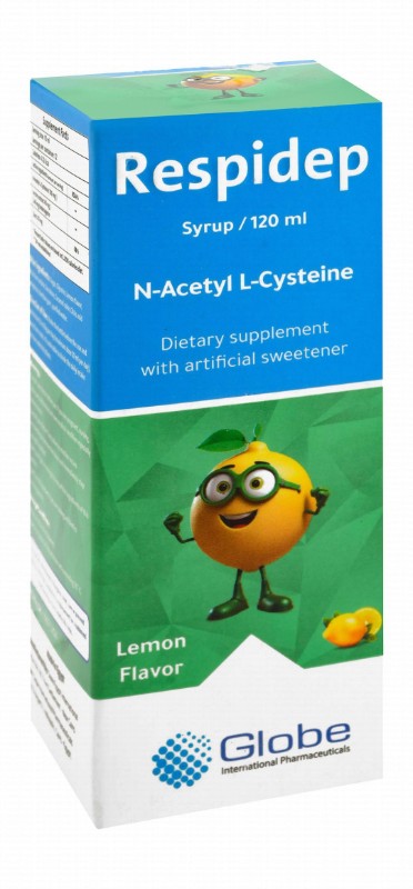 Respidep 100mg N-Acetyl L-Cystein Supplement Syrup Lemon Flavor with Artificial Sweetener