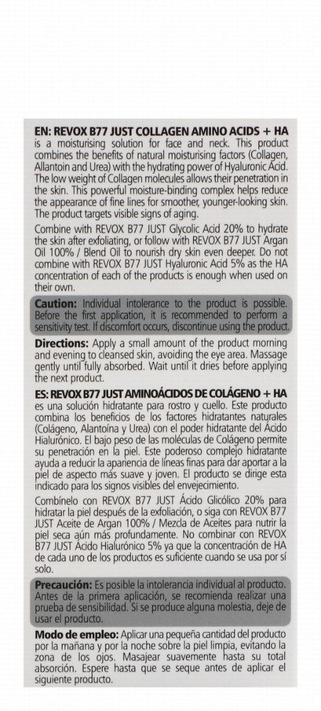 Revox B77 Just Moisturizing Facial Solution with Collagen, Amino Acid & Hyaluronic Acid