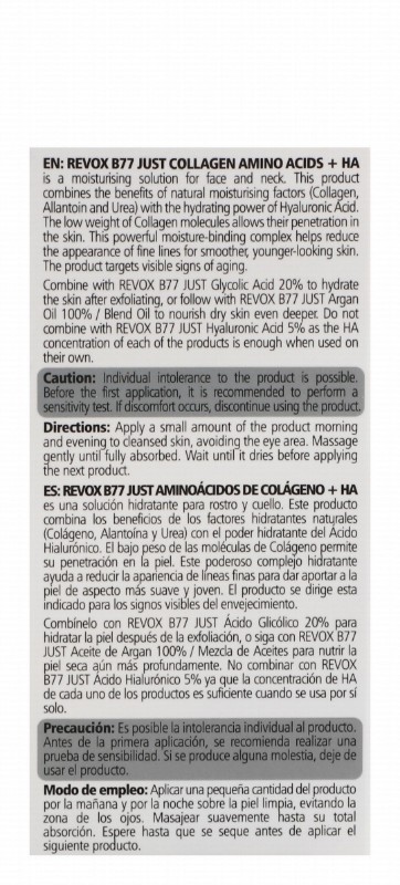 Revox B77 Just Moisturizing Facial Solution with Collagen, Amino Acid & Hyaluronic Acid