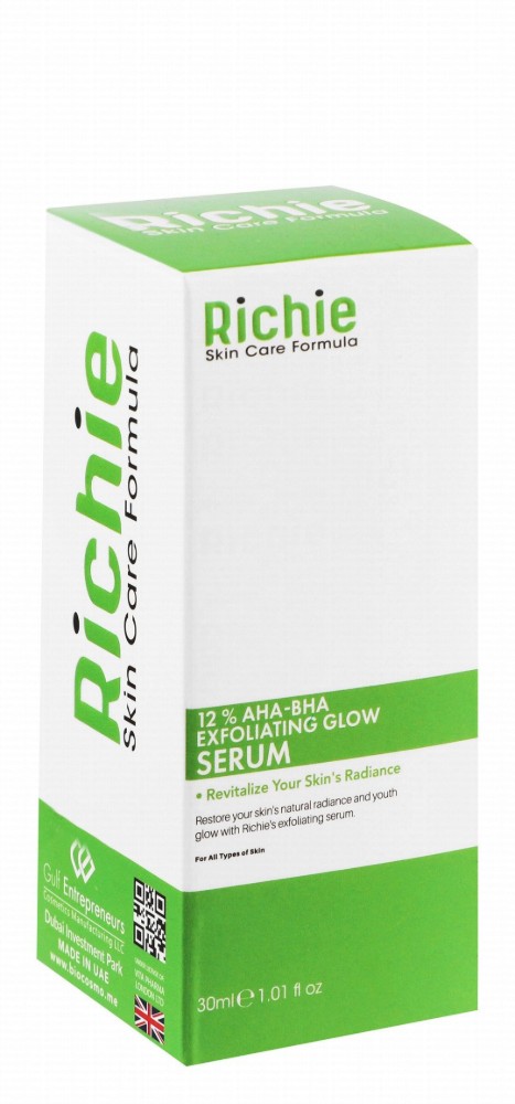 Richie Exfoliating, Revitalizing & Restoring Face Serum with 12% AHA & BHA for All Skin Types