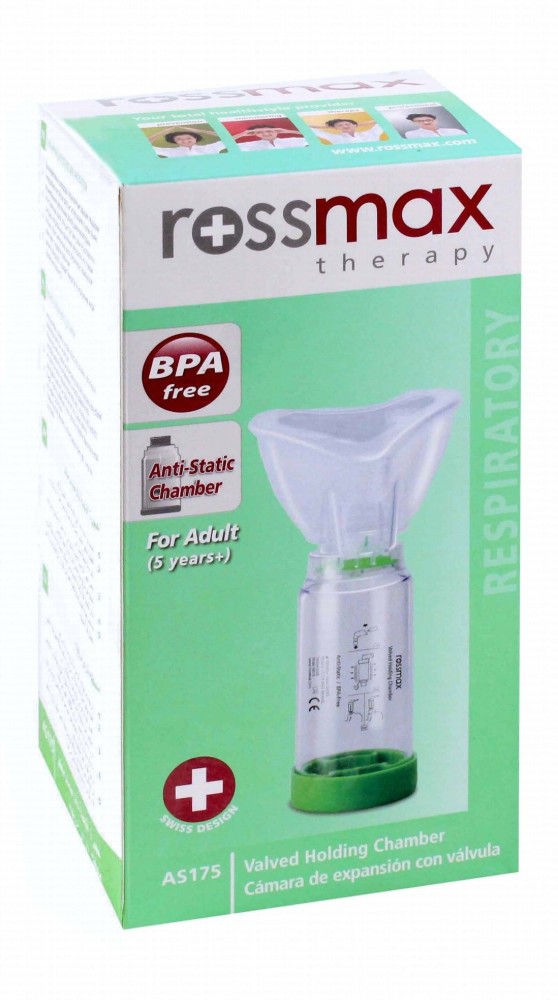 Rossmax Therapy Anti-Static Valved Holding Chamber Aero Spacer AS175 (5+ Years) - BPA free
