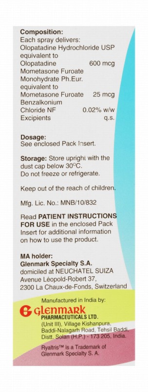 Ryaltris 600mcg Olopatadine & 25mcg Mometasone Furoate Metered Dose Nasal Spray