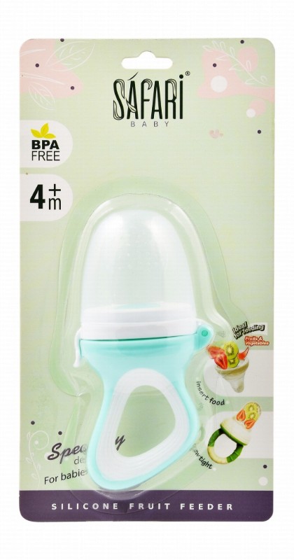 Safari Baby Light Blue & White Silicone Fruit Feeder (4+ Months) - BPA free