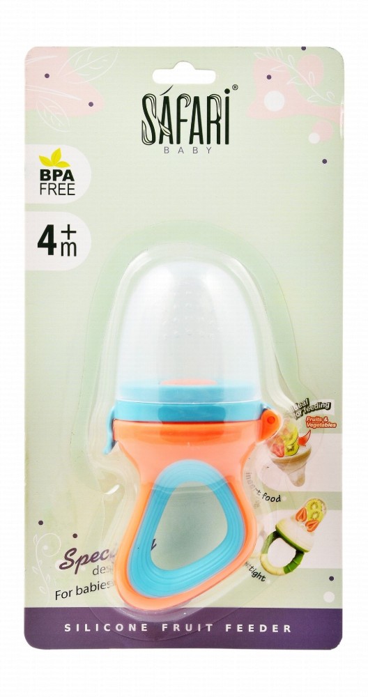Safari Baby Orange & Blue Silicone Fruit Feeder (4+ Months) - BPA free