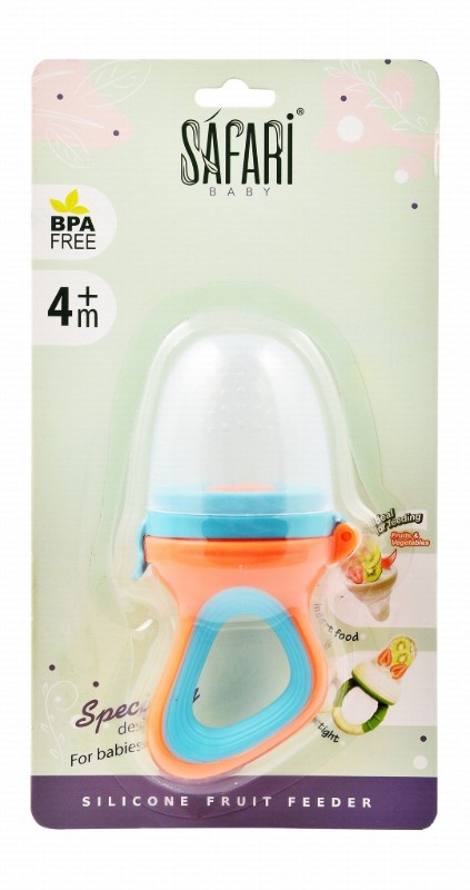 Safari Baby Orange & Blue Silicone Fruit Feeder (4+ Months) - BPA free