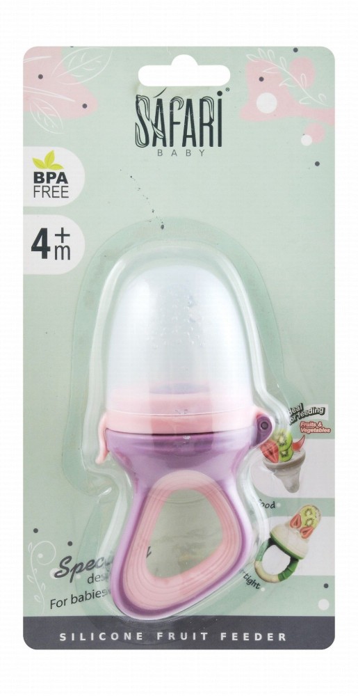 Safari Baby Purple & Pink Silicone Fruit Feeder (4+ Months) - BPA free