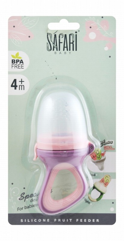 Safari Baby Purple & Pink Silicone Fruit Feeder (4+ Months) - BPA free