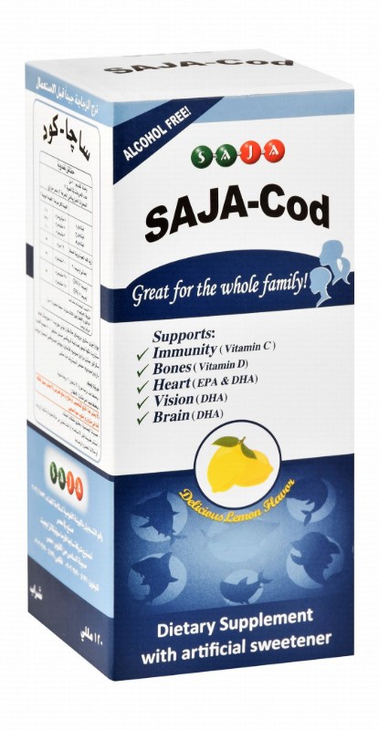 Saja 2.9g Cod Oil Supplement Syrup with Vitamin C, D & EPA for Immunity, Bones & Heart