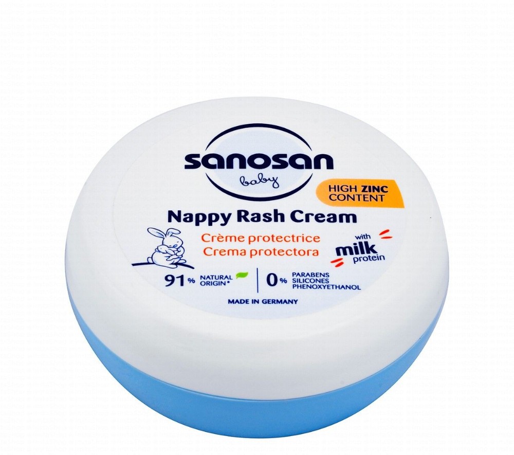 Sanosan Baby Nappy Rash Cream with Milk Proteins - parabens free, silicones free, phenoxyethanol free