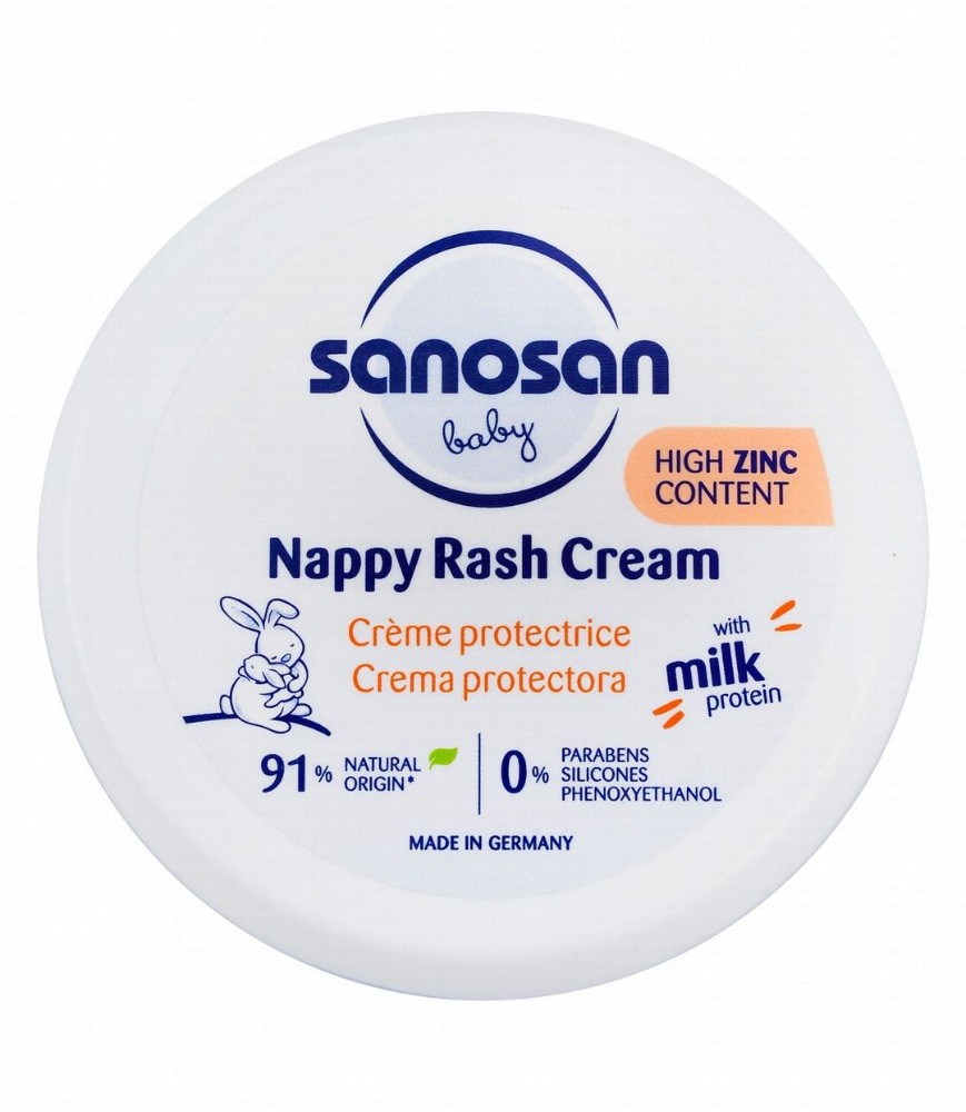 Sanosan Baby Nappy Rash Cream with Milk Proteins - parabens free, silicones free, phenoxyethanol free