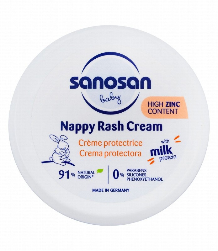 Sanosan Baby Nappy Rash Cream with Milk Proteins - parabens free, silicones free, phenoxyethanol free