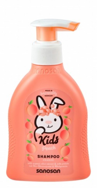 Sanosan Kids Shampoo Peach Scent with Organic Olive Extract & Milk Protein