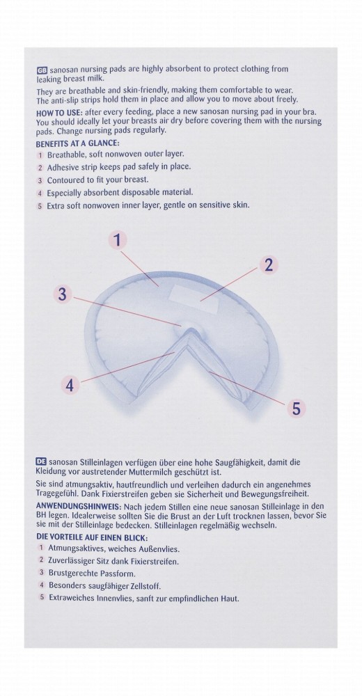 Sanosan Mama Contoured & Breathable Nursing Pads
