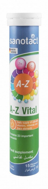 Sanotact A-Z Vital Multivitamin & Multimineral Effervescent Tablets Tropic Flavor