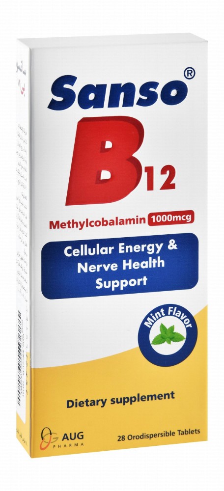 Sanso 1000mcg Vitamin B12 Cellular Energy & Nerve Health Support Supplement Mint Flavor