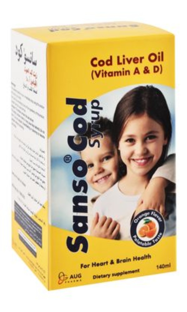 Sanso 150mg Cod Liver Oil Heart & Brain Health Support Supplement Orange Flavor (3+ Years)