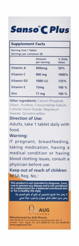 Sanso 900mg Vitamin C Immune System Support Supplement with Vitamins & Zinc