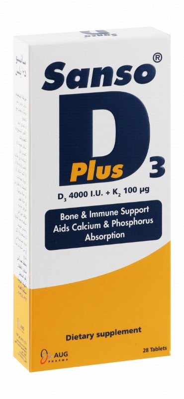 Sanso Plus 4000 IU Vitamin D3 & 100mcg Vitamin K2 Bone & Immune Support Supplement